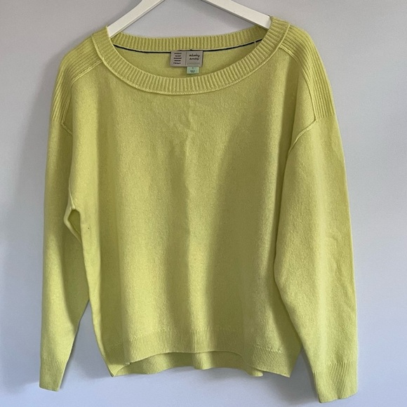 Pilcro Boat-Neck 100% Cashmere Oversized Emmeline Sweater in Citron Tea size S - Picture 8 of 13